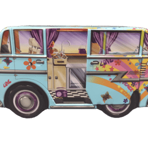 Kagedåse Hippie autocamper med blomster