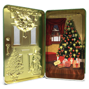 Kagedåse Julepyntet grøn dør a