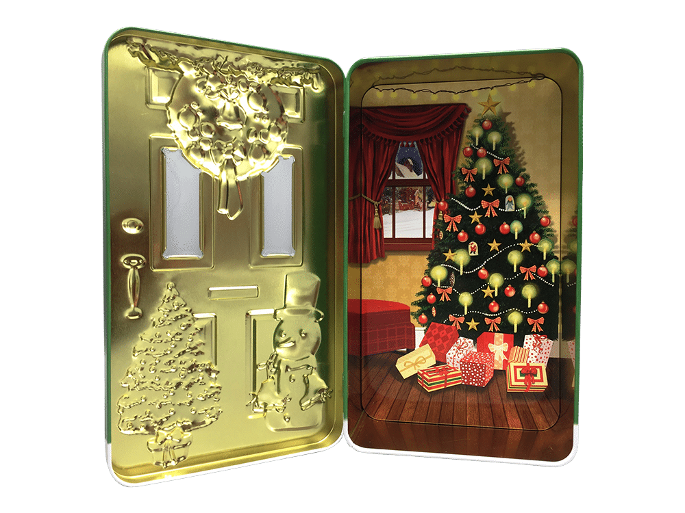 Kage dåse grøn julepyntet dør metal b