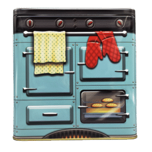 Kagedåse Retro komfur lyseblå