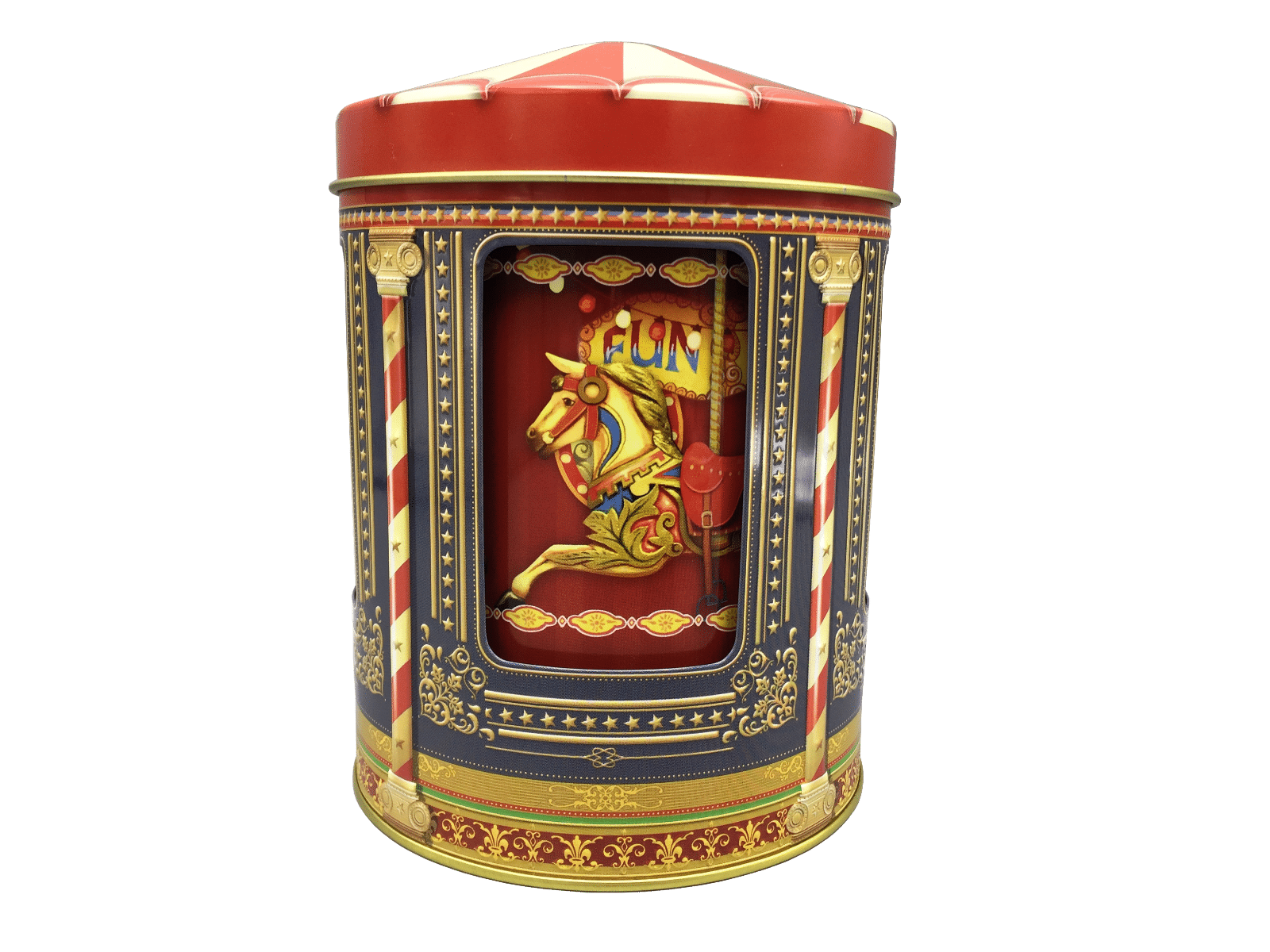 karrusel_spile_kaged_se_med_heste.png Kagedåse Karrusel spilledåse med heste