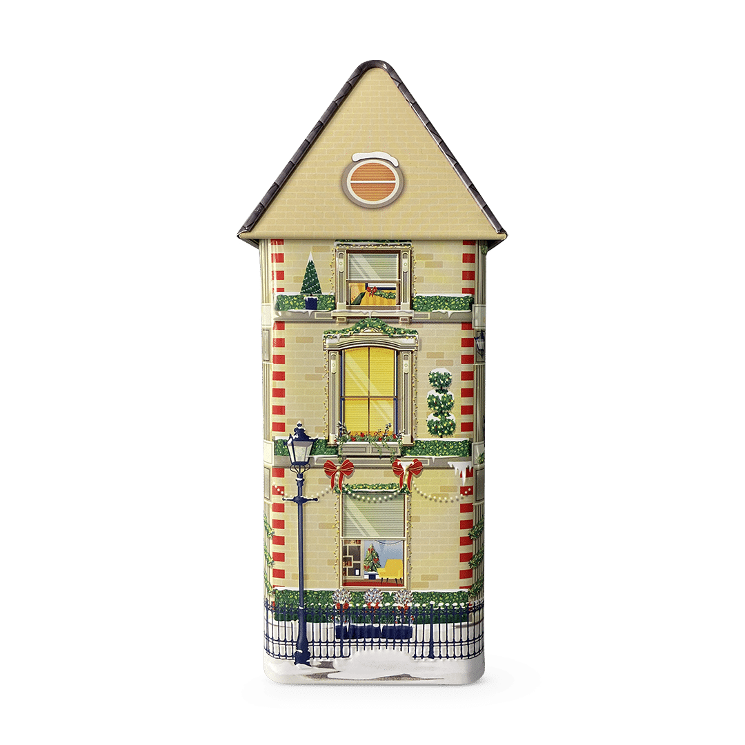 Julehus kagedåse med lys og musik c