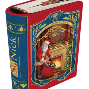 Kagedåse med Julemanden og gavesæk i blå