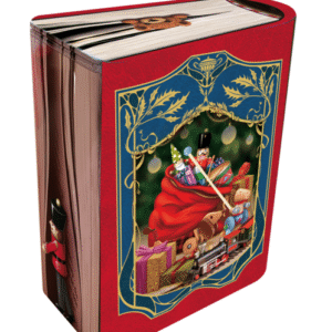 Kagedåse med Julemanden og gavesæk i blå a