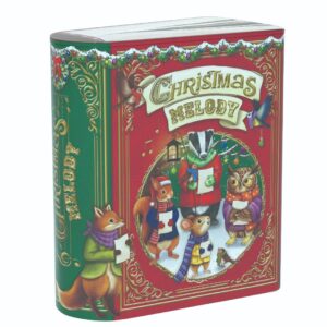 Kagedåse med skovens julekor i rød