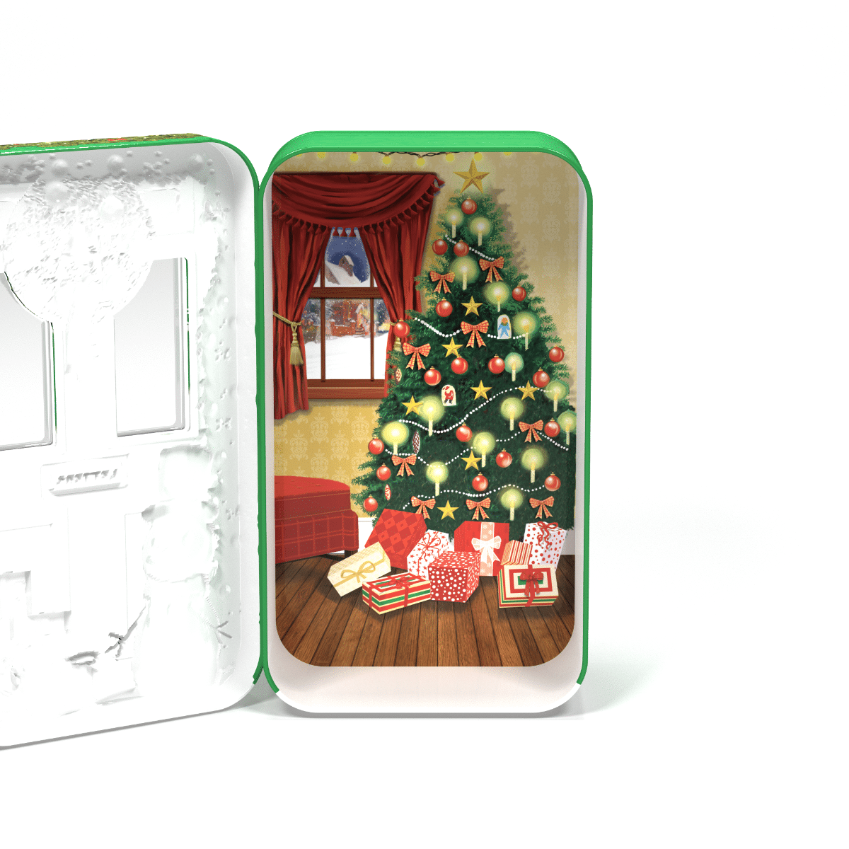 kaged_se_gr_n_d_r_med_snemand_og_julegaver_a.png Kagedåse grøn dør med snemand og julegaver a