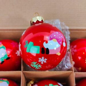 Røde opal julekugler med julemanden Ø 8 cm b