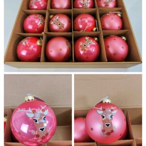 Hjorte julekugler sart rosa Ø 8 cm a