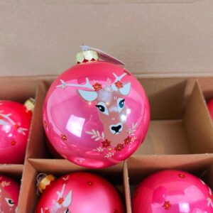 Hjorte julekugler sart rosa Ø 8 cm b