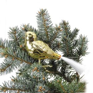 Fugl med clips i antik guld med fiberhale