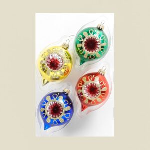 Retro reflektor løgformet juletræs glaskugler 10 cm