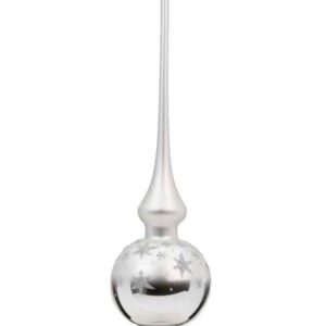 Sølv juletræspir med sølv glimmer stjerner 30 cm