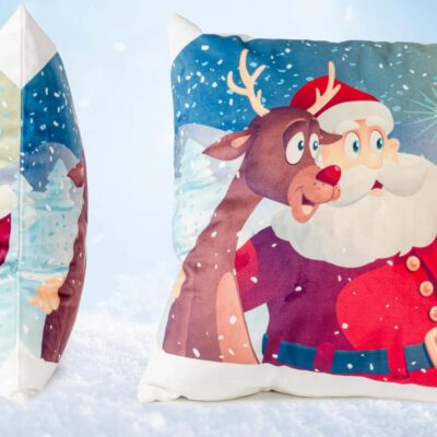 Julepude med julemand og Rudolf str 45 x 45 cm a