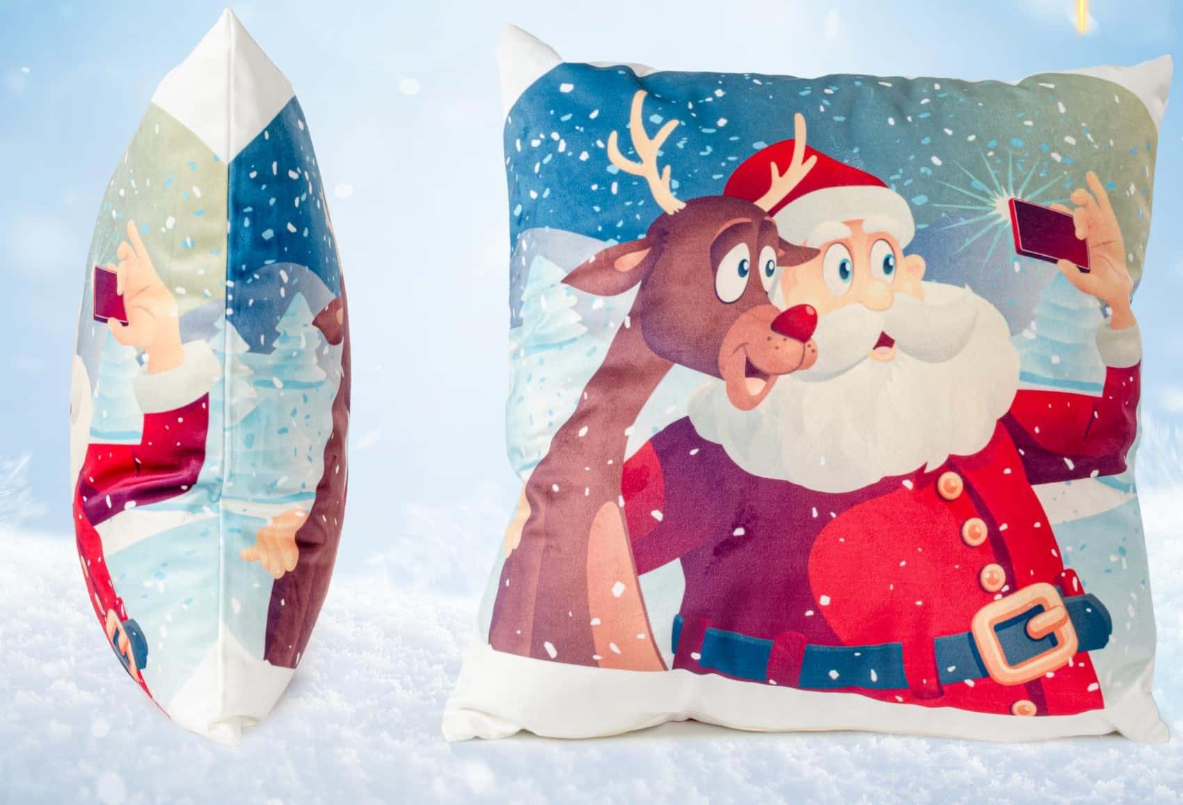 Julepude med julemand og Rudolf str 45 x 45 cm a