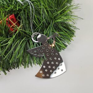 Sølv engle med trompet 6 cm a