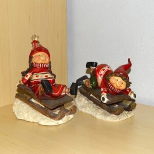 Nissedreng & pige på slæde julepynt