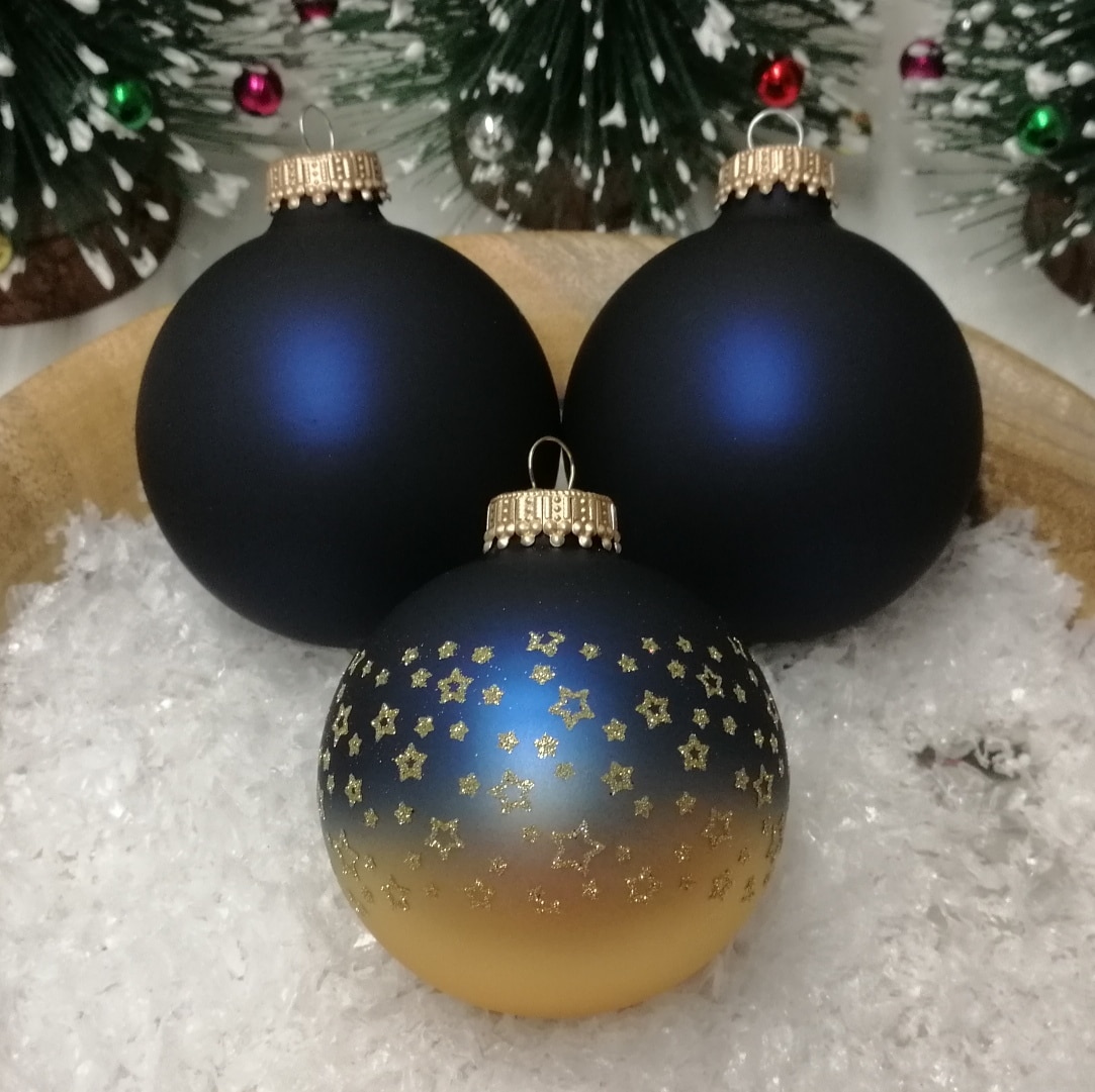 Blå juletræskugler med stjerne himmel Ø 7 cm a