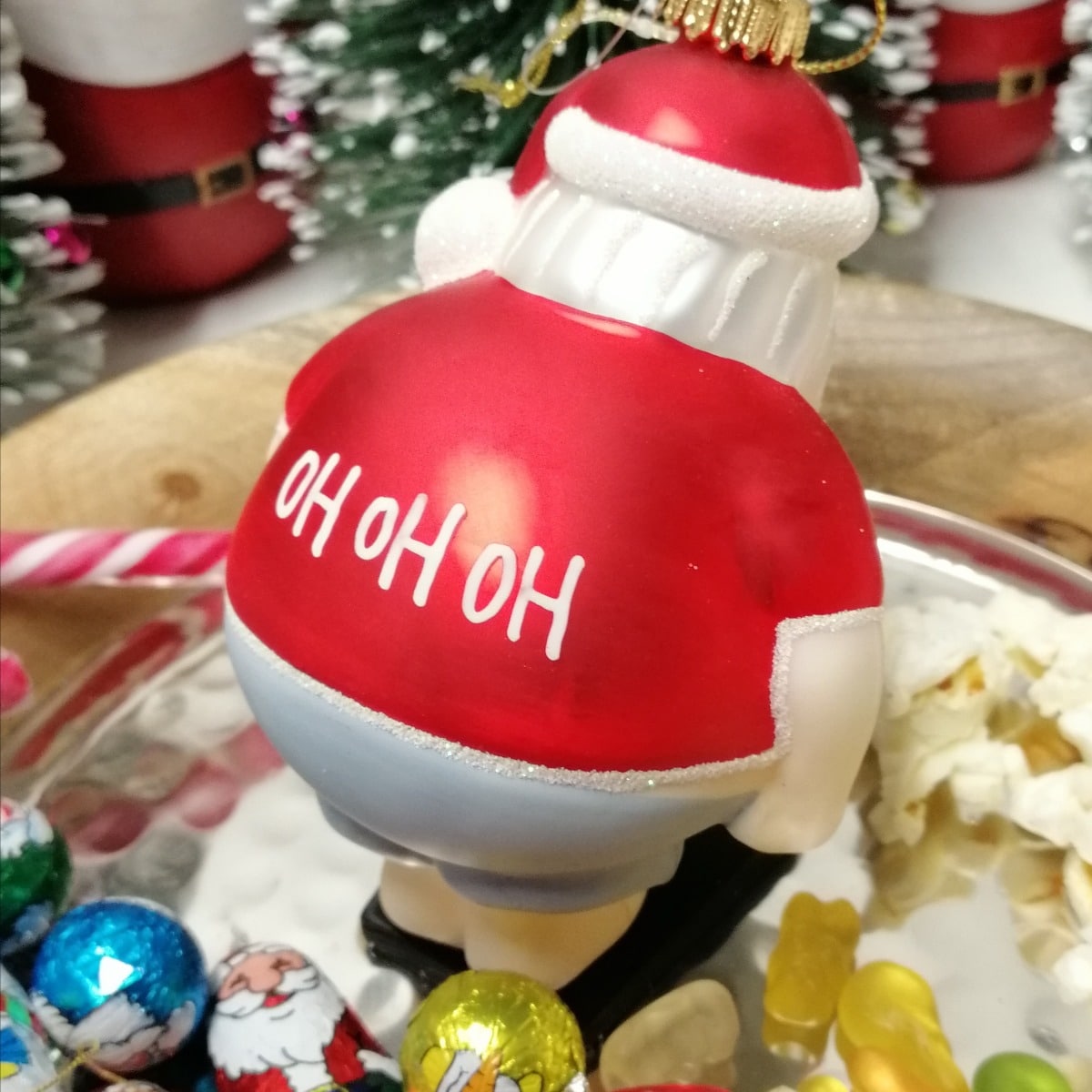 Julemand har taget på i vægt juletræskugle 10 cm b