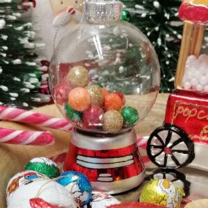 Tyggegummimaskine juletræskugle i mundblæst glas 8 cm