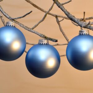 Silkematte alpinblå juletræskugler Ø 8 cm