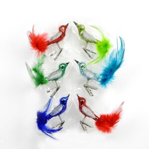 Fugle på clips glas juletræskugle