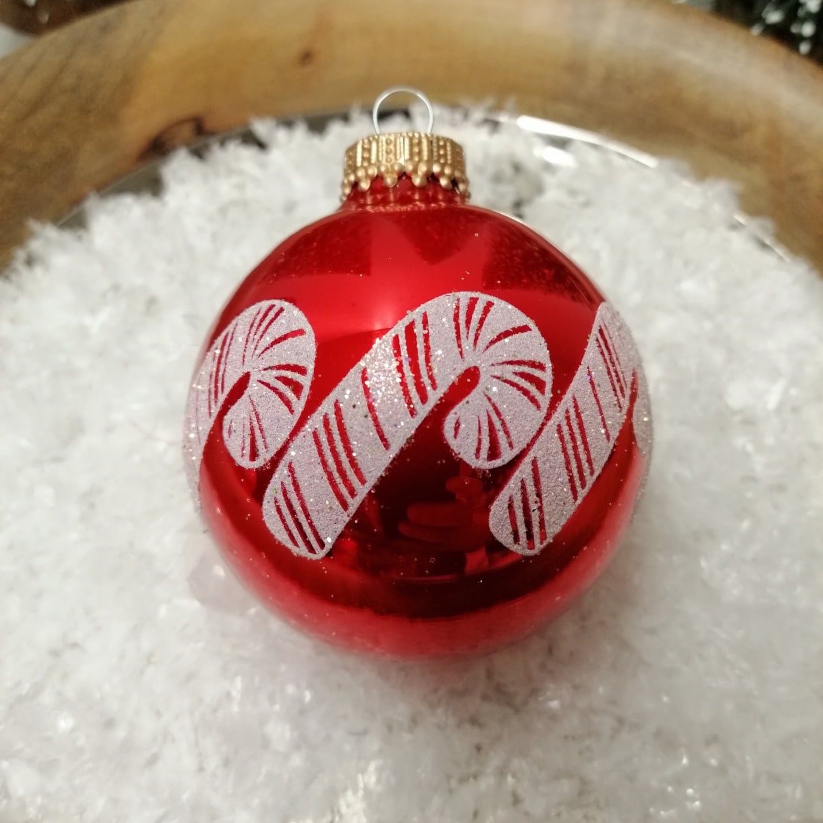 Røde silkematte juletræskugler med sukker stok Ø 7 cm a