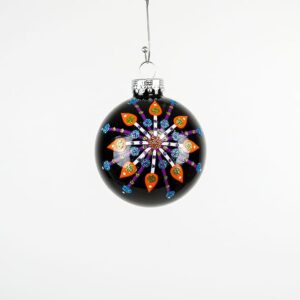 Sort blanke juletræskugler med smuk retro stjerne Ø 7 cm