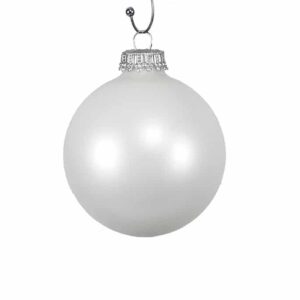 Hvide blanke opal juletræskugler Ø 6.7 cm