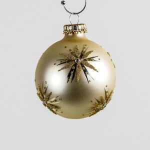 Vanille silkematte juletræskugler med guld stjerne