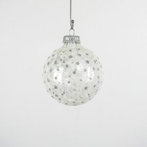 Gennemsigtige juletræskugler med glimmer deko Ø 7 cm