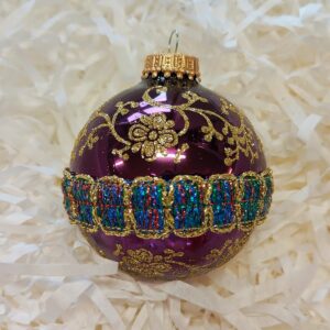 Lilla julekugler med bælte Ø 7 cm a