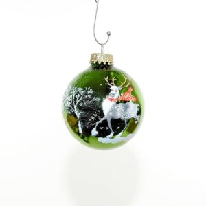 Grøn Rudolph juletræskugle