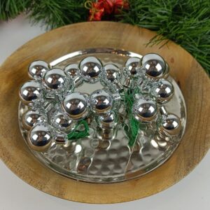 Sølv juletræskugler med tråd 144 stk a