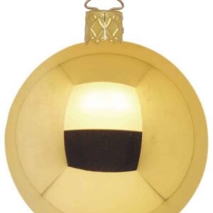 Højglans guld mundblæst juletræskugle 15 cm