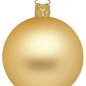 Silkemat guld mundblæst juletræskugle 15 cm