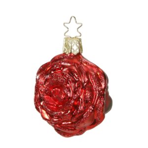 Rød glimmer rose juletræskugle Ø 6 cm