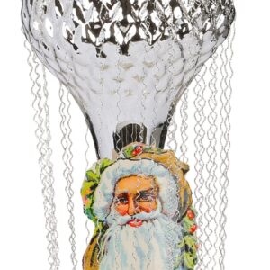 Sølv luftballon med julemand vintage glas juletræskugle 15.5 cm