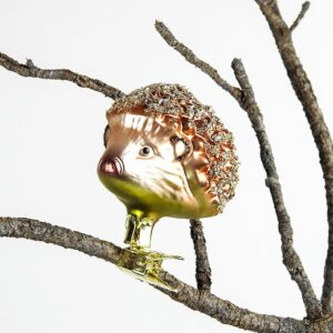 Kobber pindsvin juletræskugle med clips 7 cm