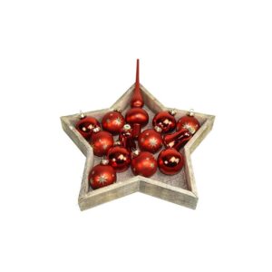 Juletræskugler med spir 13 dele - rød