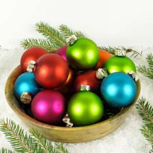 Silkematte multifarvet glas juletræskugler Ø 6 cm