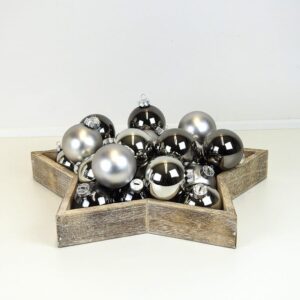 Grå og sølv juletræskugler Ø 6 cm