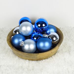 Silkematte og blanke blå glas juletræskugler Ø 6 cm