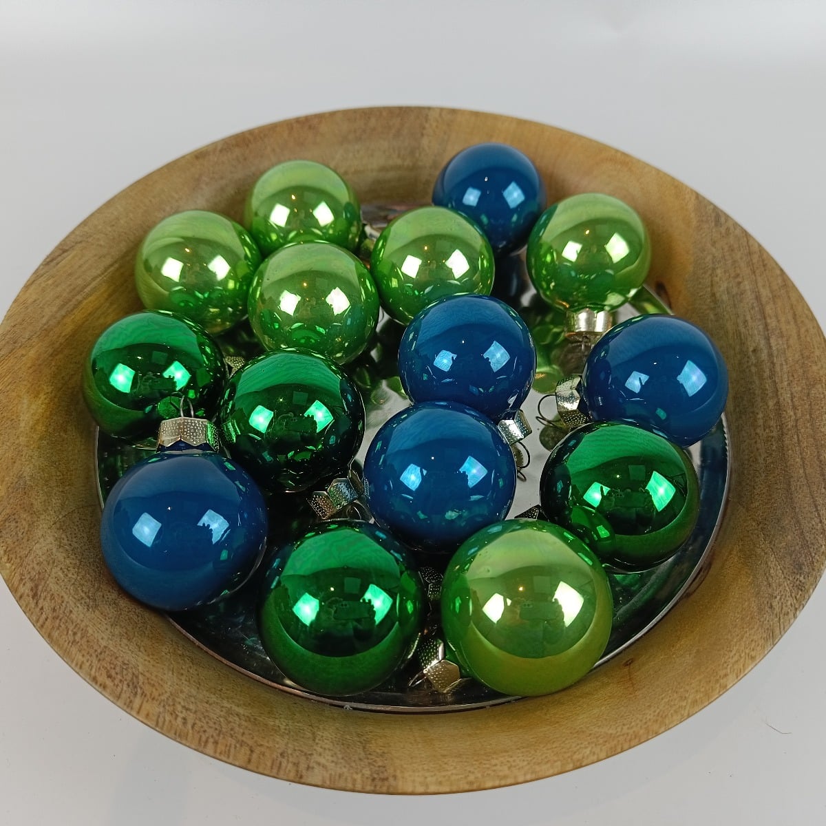 Grønne og blå juletræskugler Ø 4 cm 36 stk b