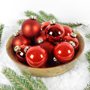 Silkematte og blanke rød glas juletræskugler 6 cm