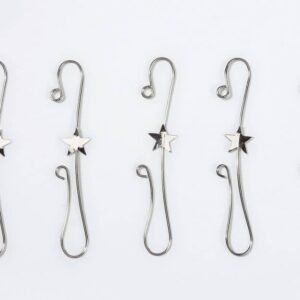Sølv kroge med stjerne til juletræskugler