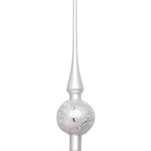 Silkemat sølv juletræs spir top 30 cm