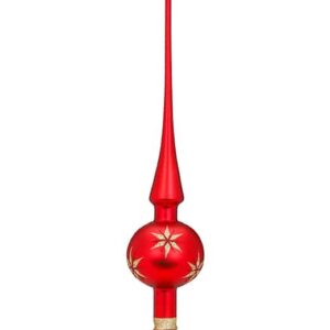 Rødt juletræspir med dobbelt stjerner 30 cm