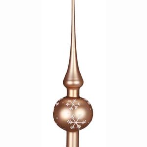 Silkemat kobber juletræspir med snefnug 30 cm