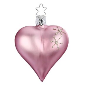 Rosa silkematte hjerte juletræskugler Ø 8 cm