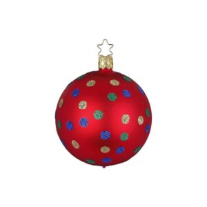 Rød silkemat juletræskugle med prikker